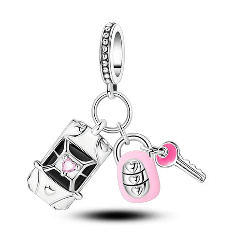 Pink Car Key With And Charm - Pink Car Key With And Charm