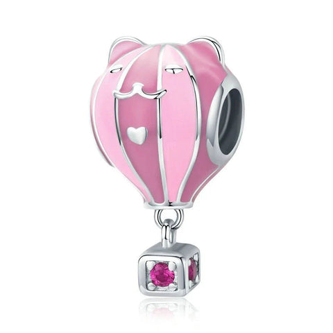 Pink Cat Hot Air Balloon Charm