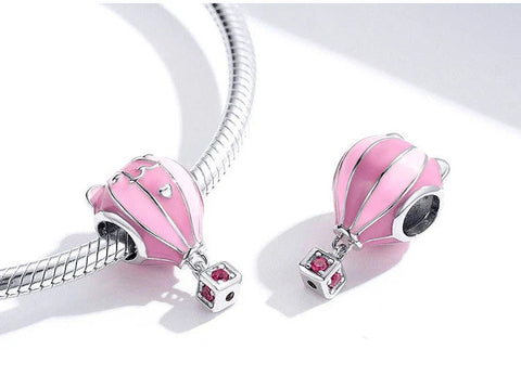Pink Cat Hot Air Balloon Charm