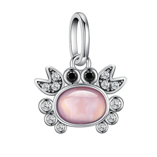 Pink Crab With Diamonds Charm
