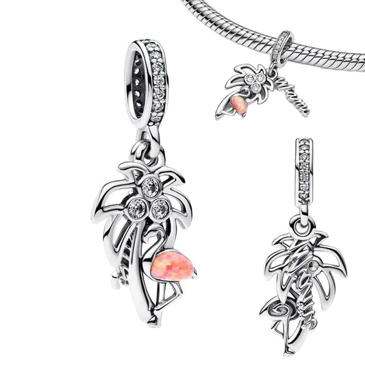 Pink Flamingo And Silver Chain Pandora Charm