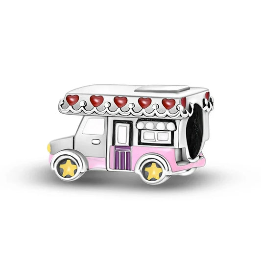 Pink Ice Cream Truck With Hearts Charm