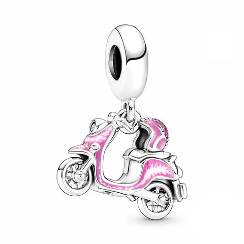 Pink Scooter With A And White Background Charm - Pink Scooter With A And White Background Charm
