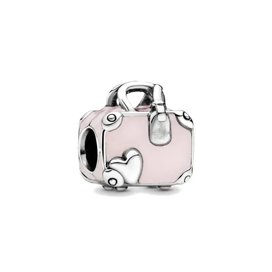 Pink Suitcase With Heart And Handle Charm