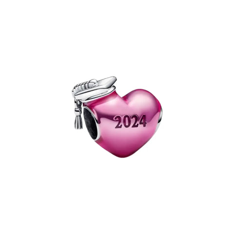 Pink Graduation Heart Charm - Pink Graduation Heart Charm