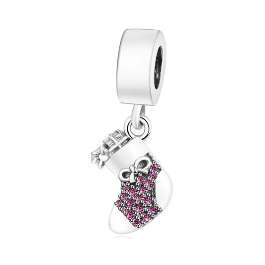 Pink Christmas Stocking Dangle Charm