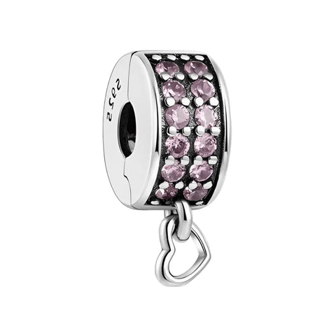 Pink Cubic Zirconia Mini Dangle Heart Clip