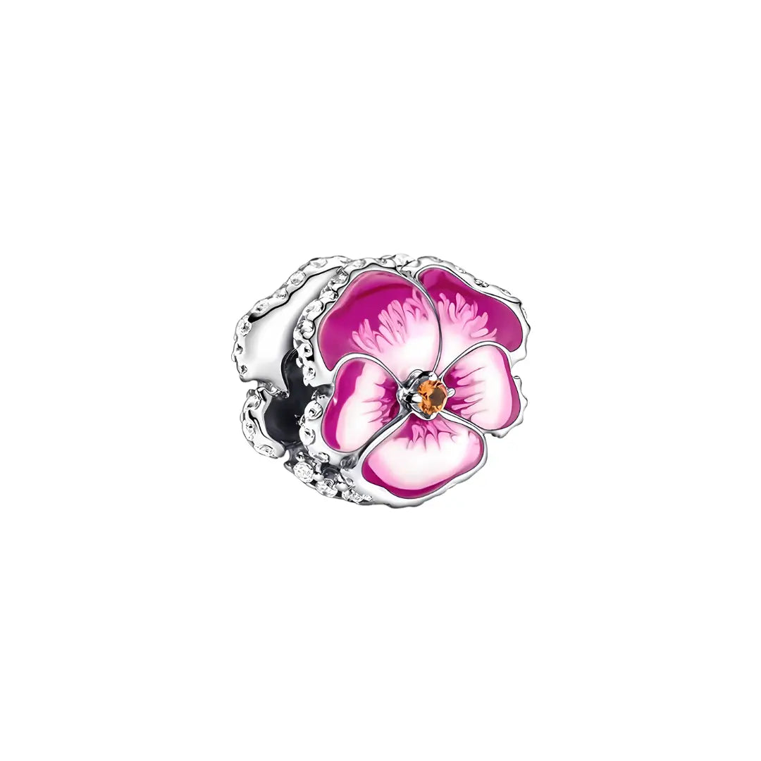 Pink Pansy Flower Charm