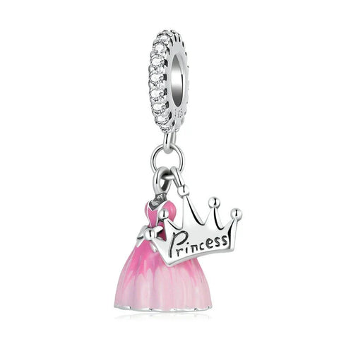 Princess Pink dress with Crown Charm - Princess Pink dress with Crown Charm