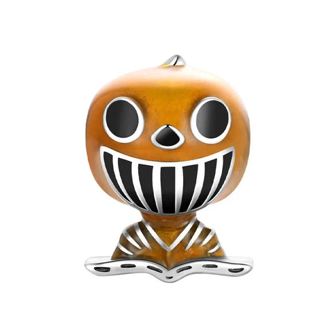 Pumpkin Shaped Charm Smiley Face Yellow Accent Charm - Pumpkin Shaped Charm Smiley Face Yellow Accent Charm - Compatible with Pandora Bracelets