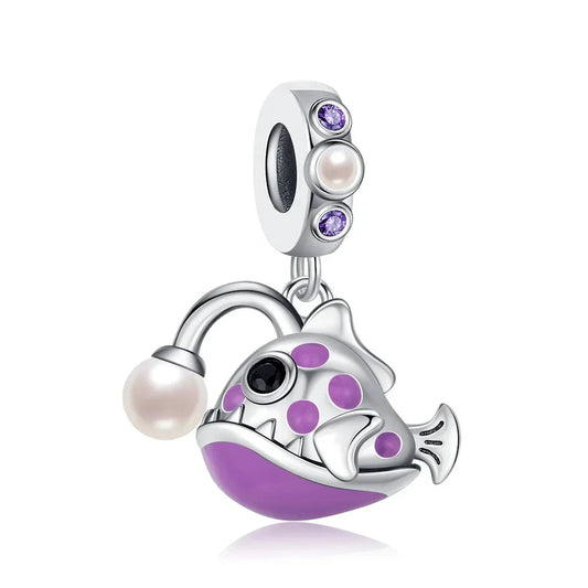Purple And White Fish With Pearls Charm