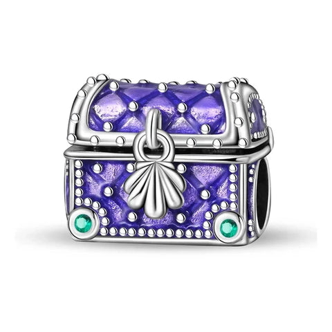 Purple Box With Green And Blue Stone Charm - Purple Box With Green And Blue Stone Pandora Charm