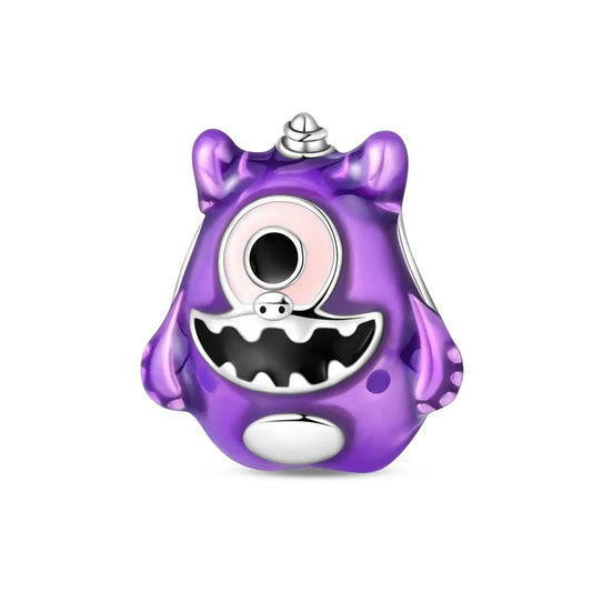 Purple Monster Charm Eyes Mouth Accent Charm - Compatible with Pandora Bracelets