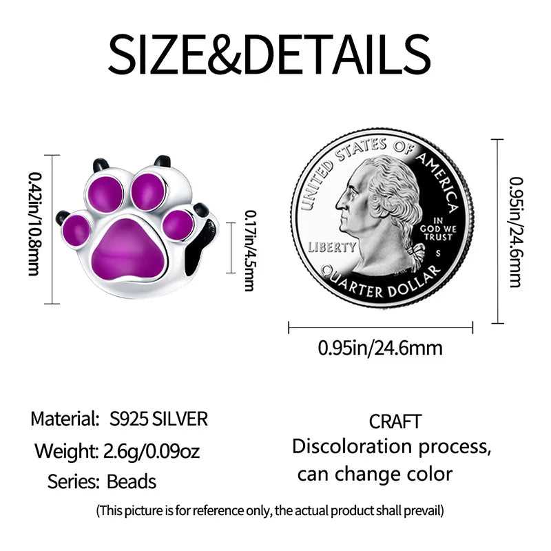 Purple Paw Print Charm with Color-Changing Enamel