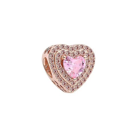 Radiant Pink Heart Of Love Rose Gold Charm - Radiant Pink Heart Of Love Rose Gold Charm