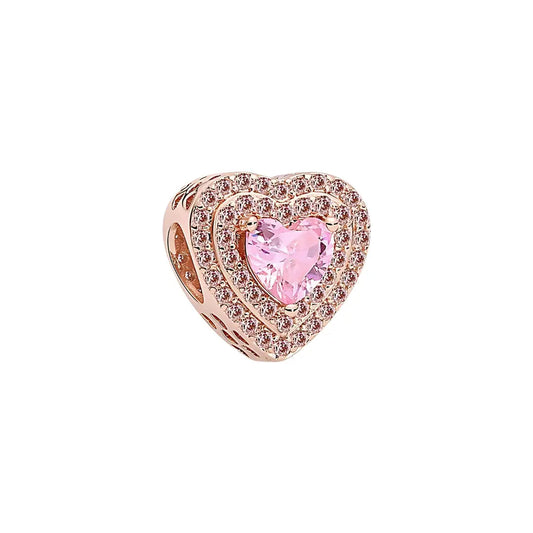Radiant Pink Heart Of Love Rose Gold Charm