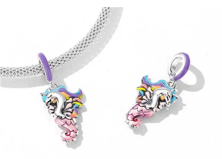 Rainbow Seahorse Unicorn Pandora Charm Bracelet