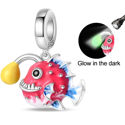 Red And Pink Fish With Glow In The Dark Light Pandora Charm
