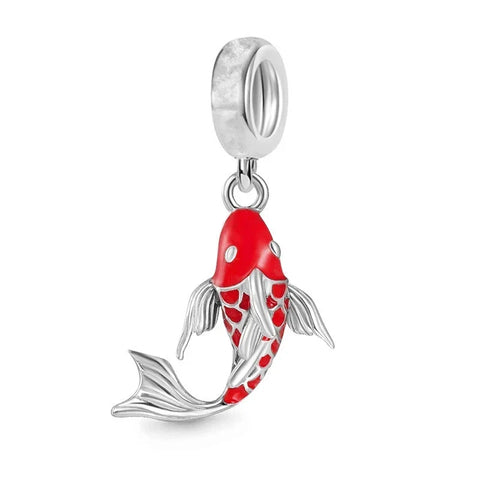Red And White Koi Fish Charm - Red And White Koi Fish Pandora Charm