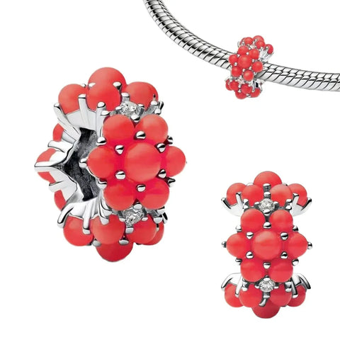 Red Bead And Silver Bracelet Charm - Red Bead And Silver Bracelet Charm