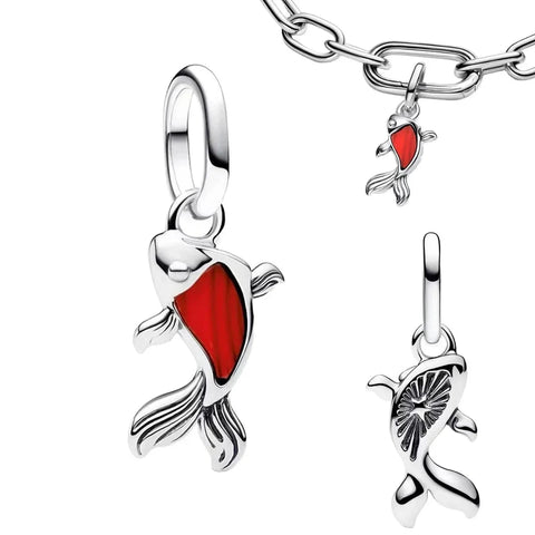 Red Fish With Silver Chain Charm - Red Fish With Silver Chain Charm