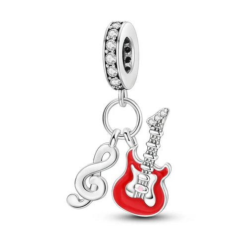 Pandora Red Guitar Charm Note Accent