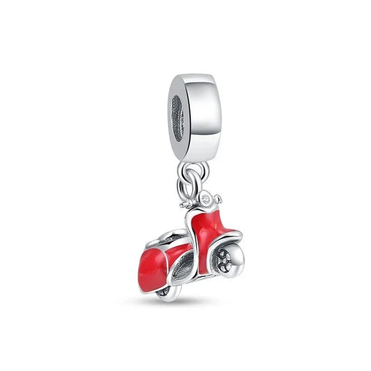 Red Motorcycle Is Shown On White Background Charm