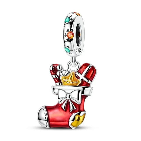 Red White Christmas Stocking Charm Yellow - Pandora Red White Christmas Stocking Charm Yellow Accent