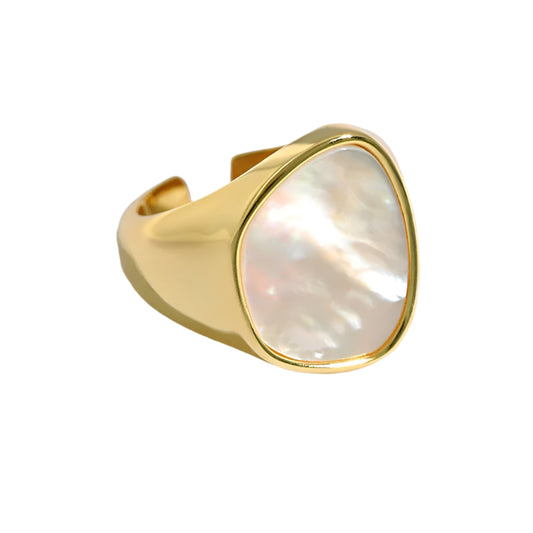 Gold Mother of Pearl Open Ring