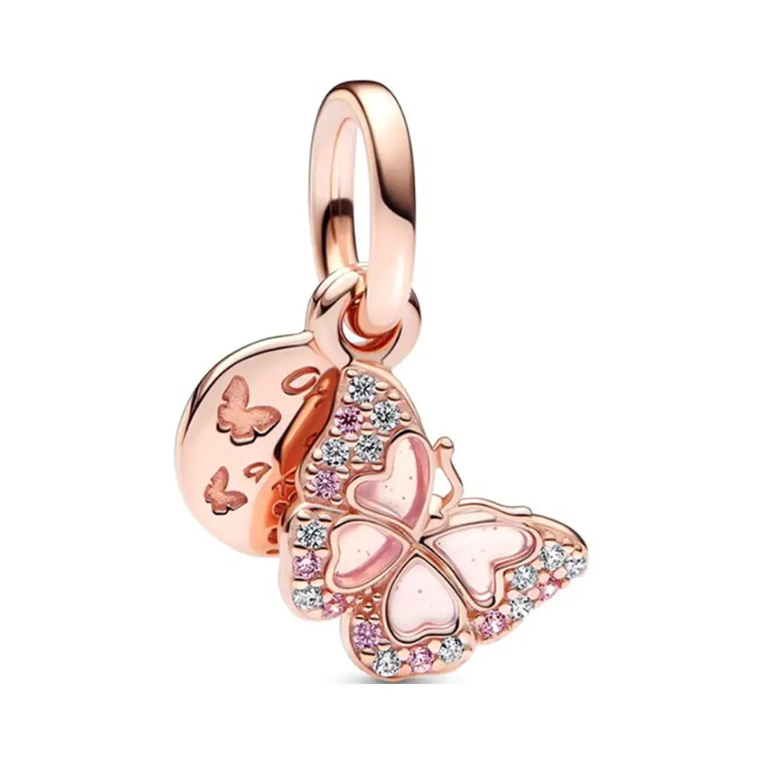 Rose Gold Butterfly Dangle Charm