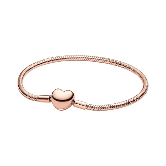 Rose Gold Heart Snake Chain Bracelet