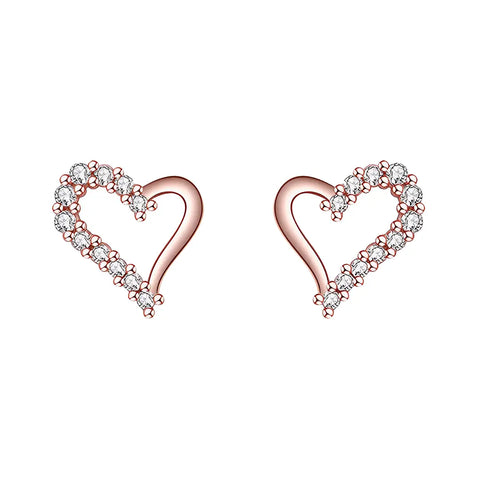 Rose Gold Heart Stud Earrings