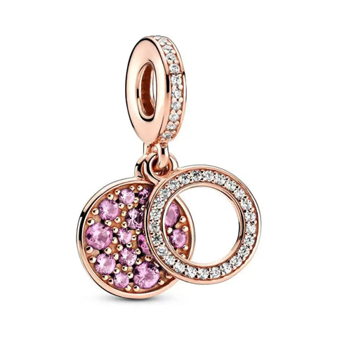 Rose Gold Pink Halo Dangle Charm - Rose Gold Pink Halo Dangle Charm