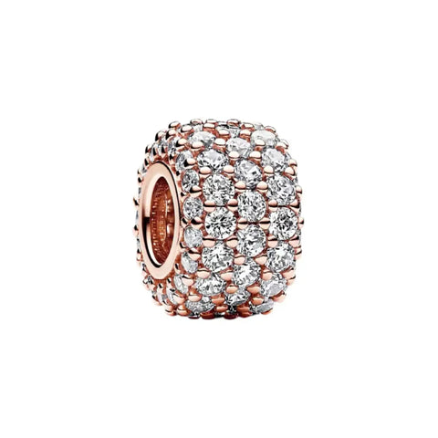 Rose Gold Sparkling Pave Barrel Charm - Rose Gold Sparkling Pave Barrel Charm