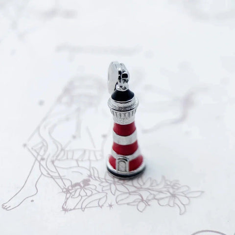 Lighthouse Red silver Charm - Lighthouse Red silver Charm