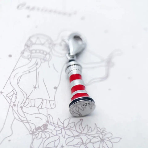 Lighthouse Red silver Charm - Lighthouse Red silver Charm