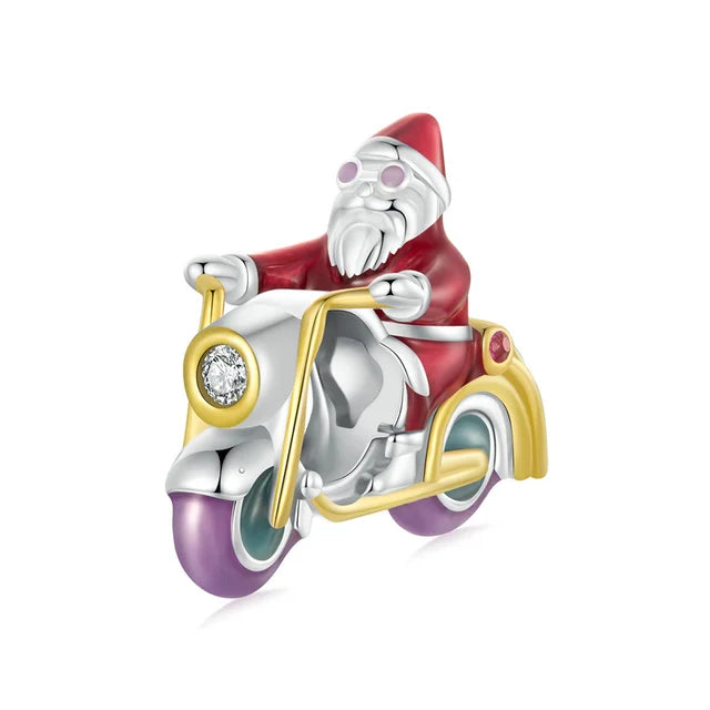 Motorbike Santa Charm