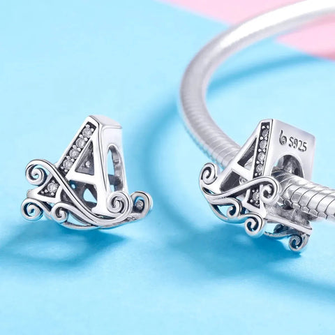 Silver Fancy Letter A Charm