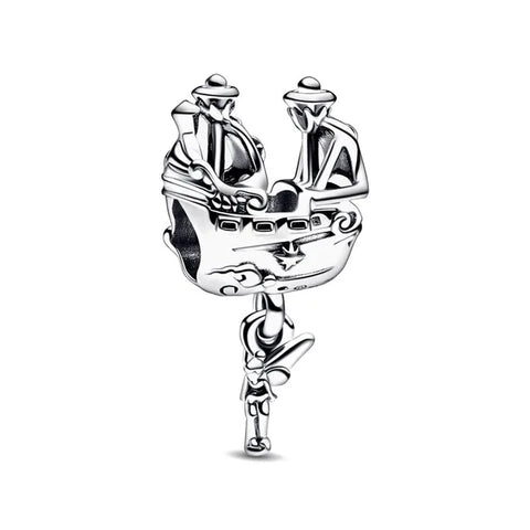 Pandora charm with Disney characters on a silver gondola ride.