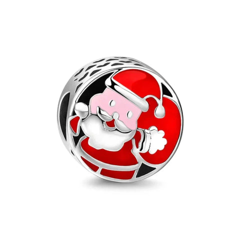 Pandora Santa Claus Charm Red White Background Accent