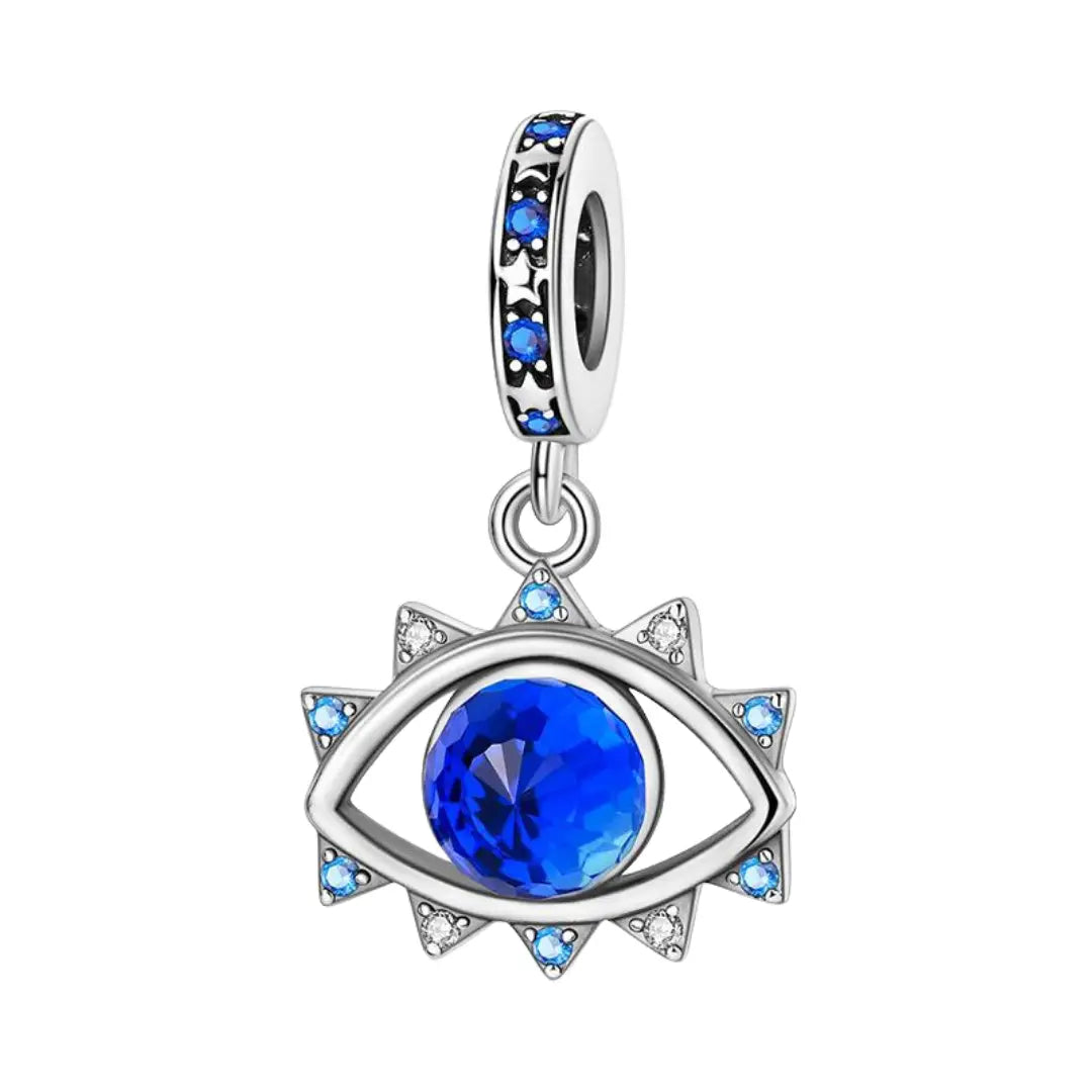 Sapphire Sunburst Evil Eye Dangle Charm