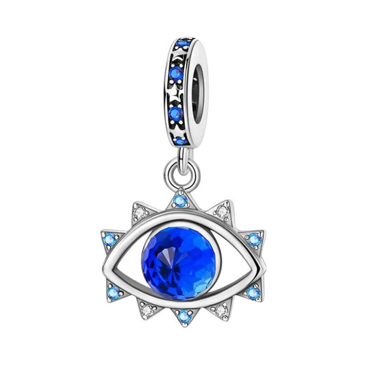 Sapphire Sunburst Evil Eye Dangle Charm