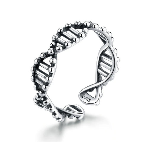 Sterling Silver DNA Helix Open Ring - Sterling Silver DNA Helix Open Ring