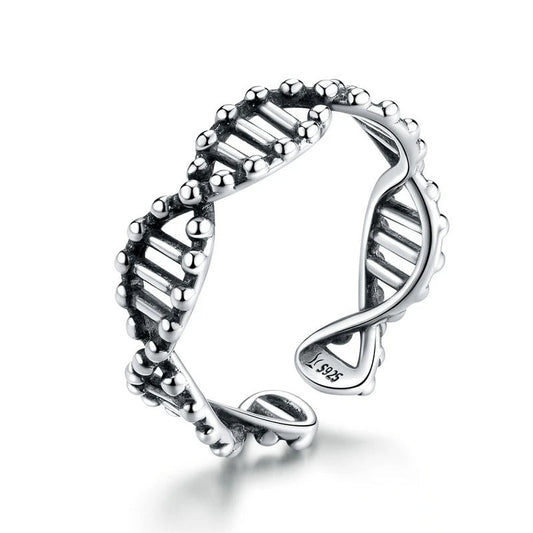 Sterling Silver DNA Helix Open Ring