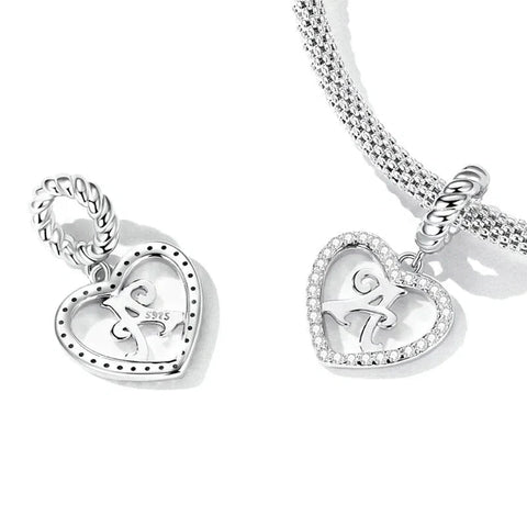 Silver Heart Letter A Charm - Silver Heart Letter A Charm