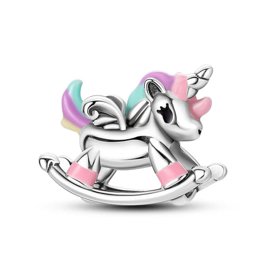 Sterling Silver Unicorn Charm with Pastel Enamel