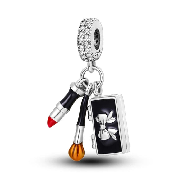 Sterling Silver Makeup Lover Charm - Sterling Silver Makeup Lover Charm