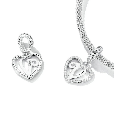 Heart Letter V Charm