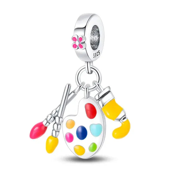 Artist's Palette and Brushes Charm - Artist's Palette and Brushes Charm