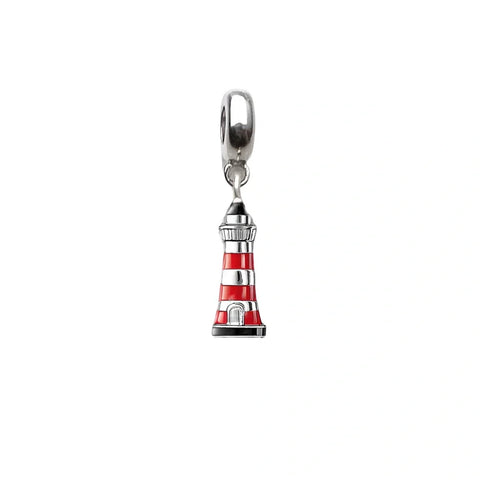 Lighthouse Red silver Charm